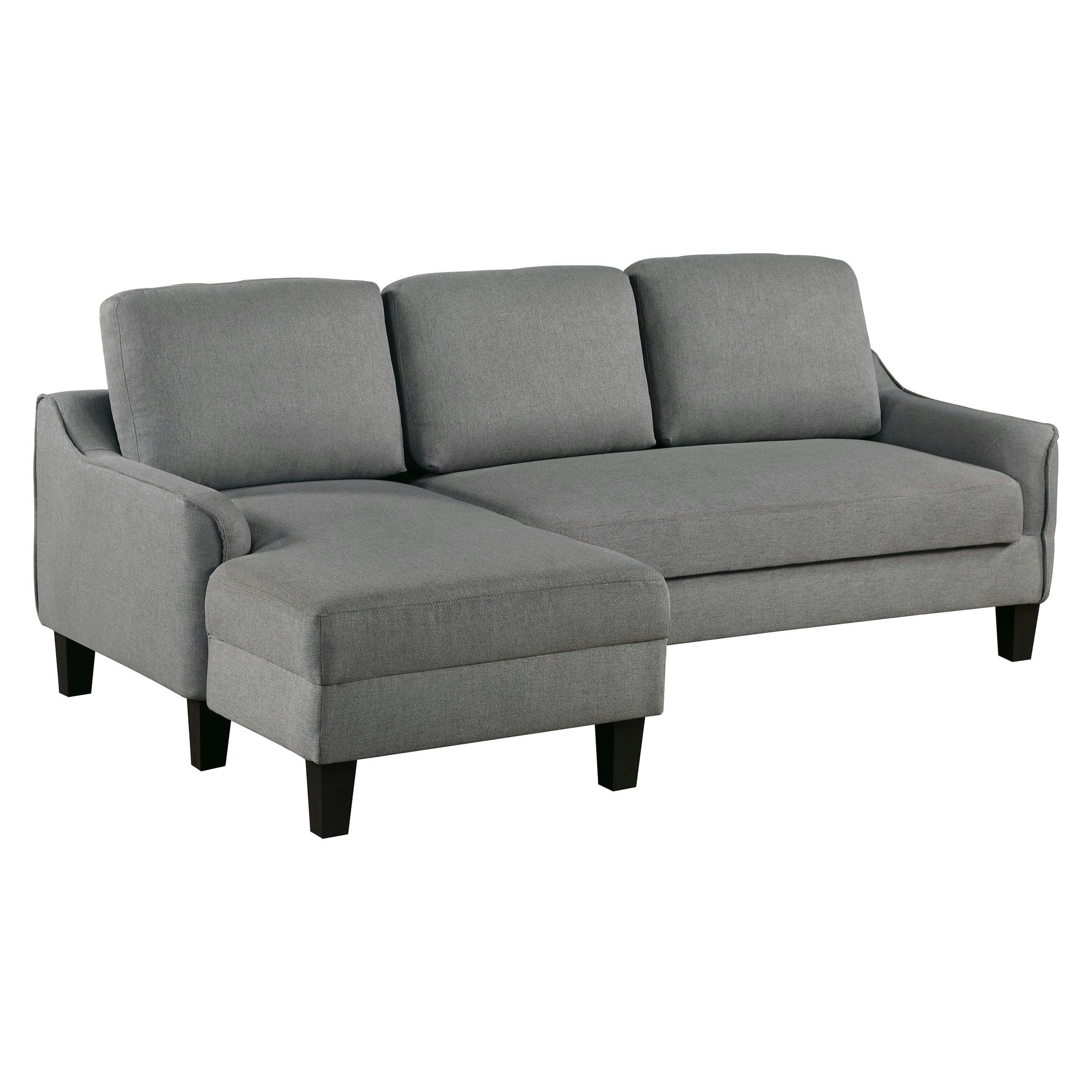 Twin Gray Fabric Sleeper Sectional with Metal Legs & Pillow-top Arm