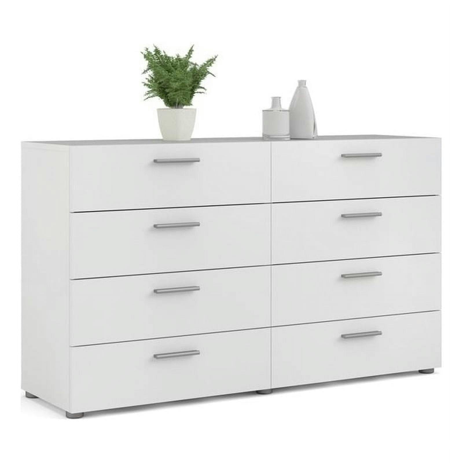 Sleek White Contemporary Double Dresser with 8 Drawers