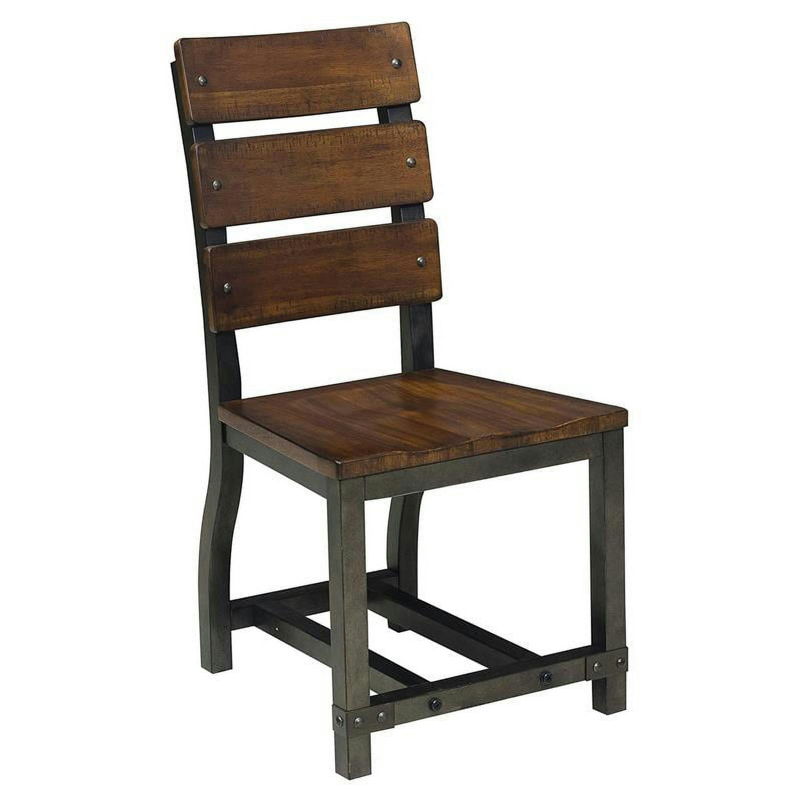 Industrial Black and Rustic Brown Acacia Side Chair