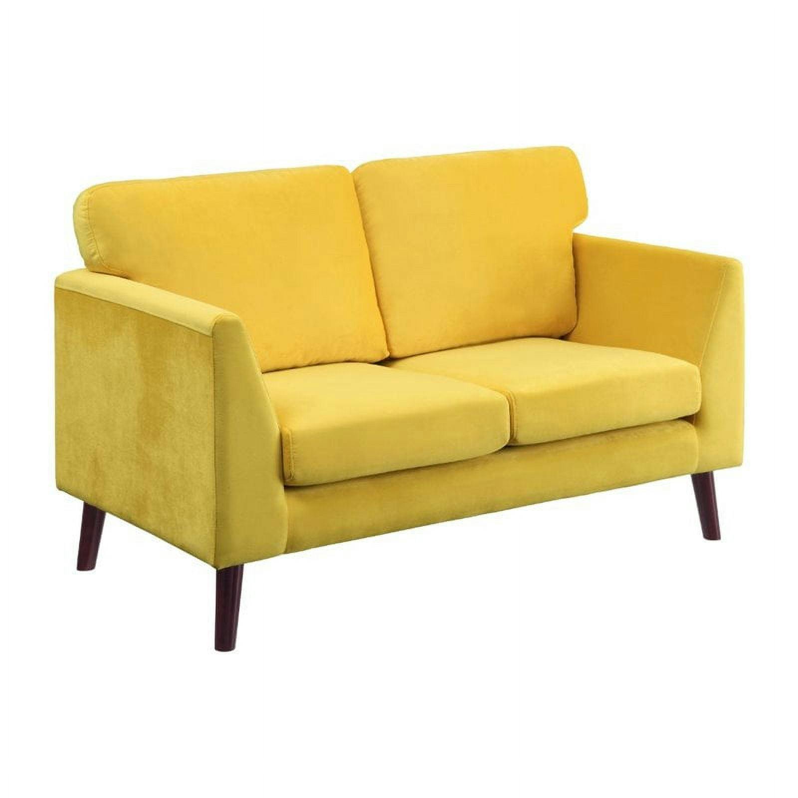 Sunbeam Velvet 58" Solid Wood Loveseat with Pillow Back in Yellow