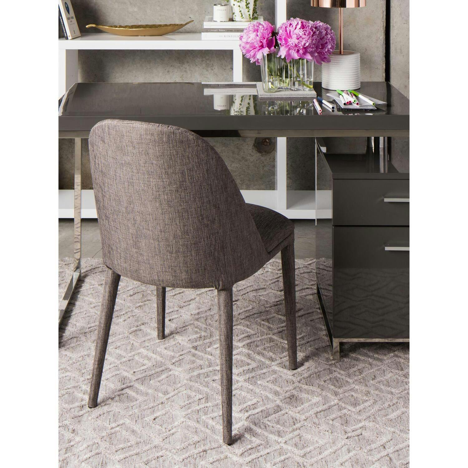 Modern Luxe Gray Velvet Upholstered Dining Side Chair Set
