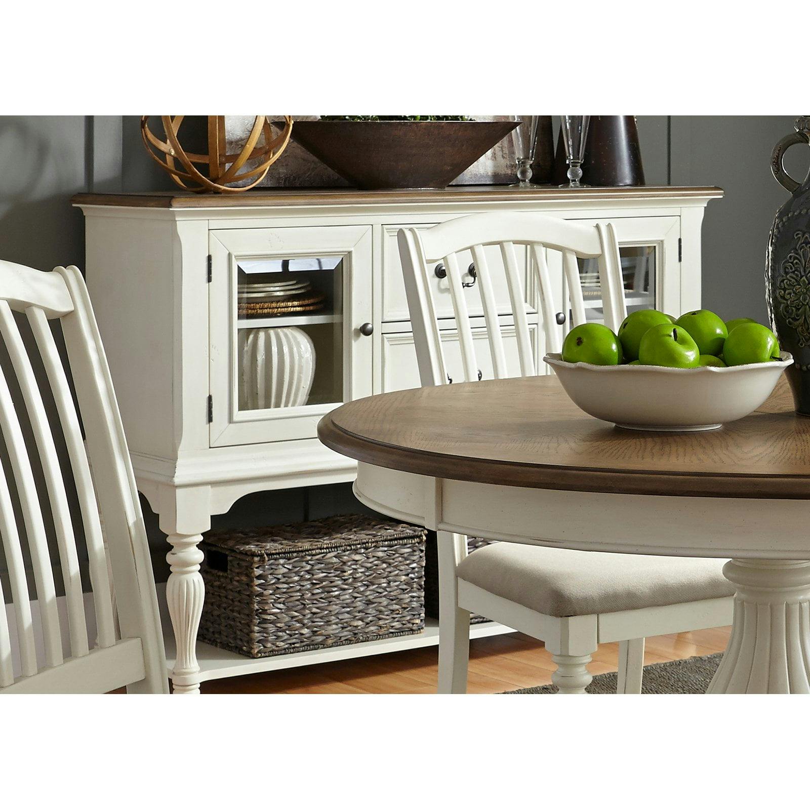 Cumberland Creek Two-Tone White and Nutmeg Server with Glass Doors