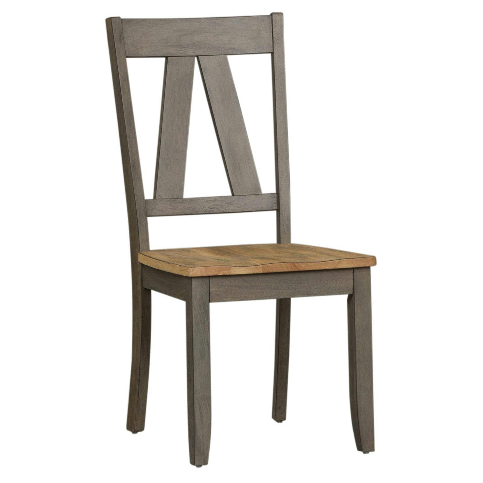 Vintage Gray and Sandstone Slat Back Side Chair