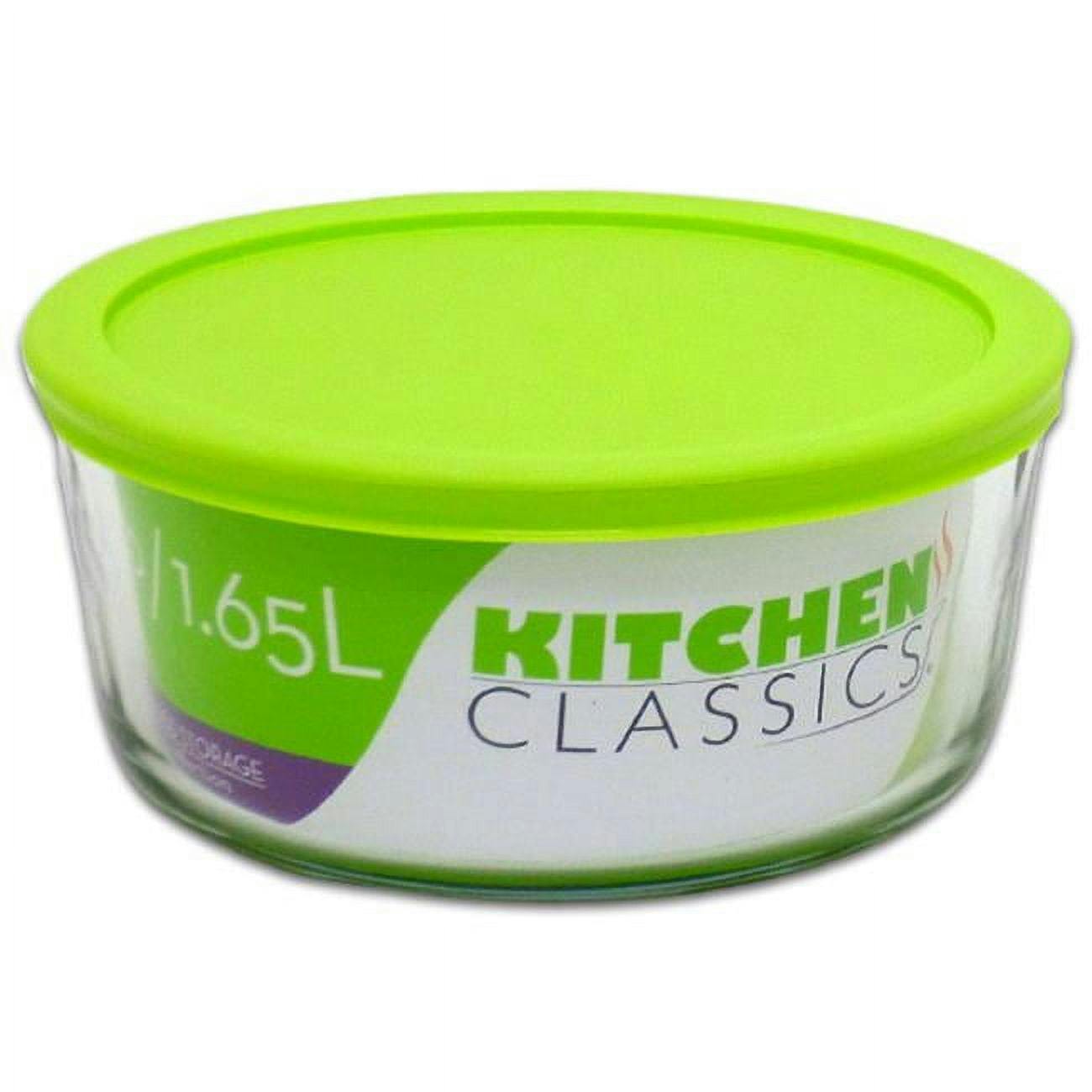 Classic Crystal Clear Tempered Glass Bowl Set with Green Seal Tight Lid - 7 Cups