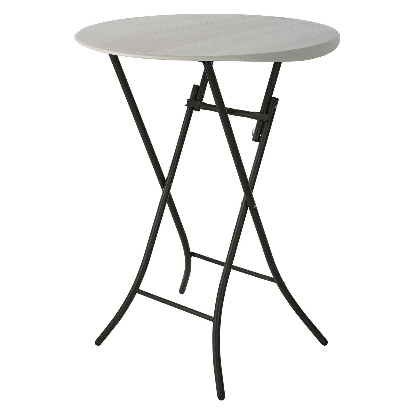 Almond HDPE 33" Round Bistro Table with Bronze Steel Legs