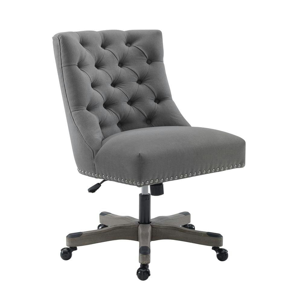 Della Plush Gray LiveSmart Fabric Task Chair with Wood Base