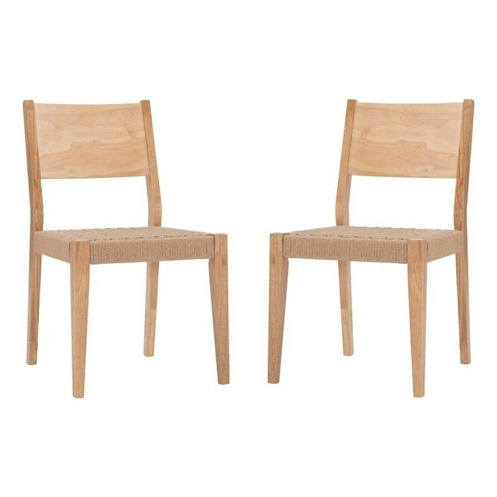 Midcentury Natural Brown Basketweave Rope & Wood Dining Chair Set