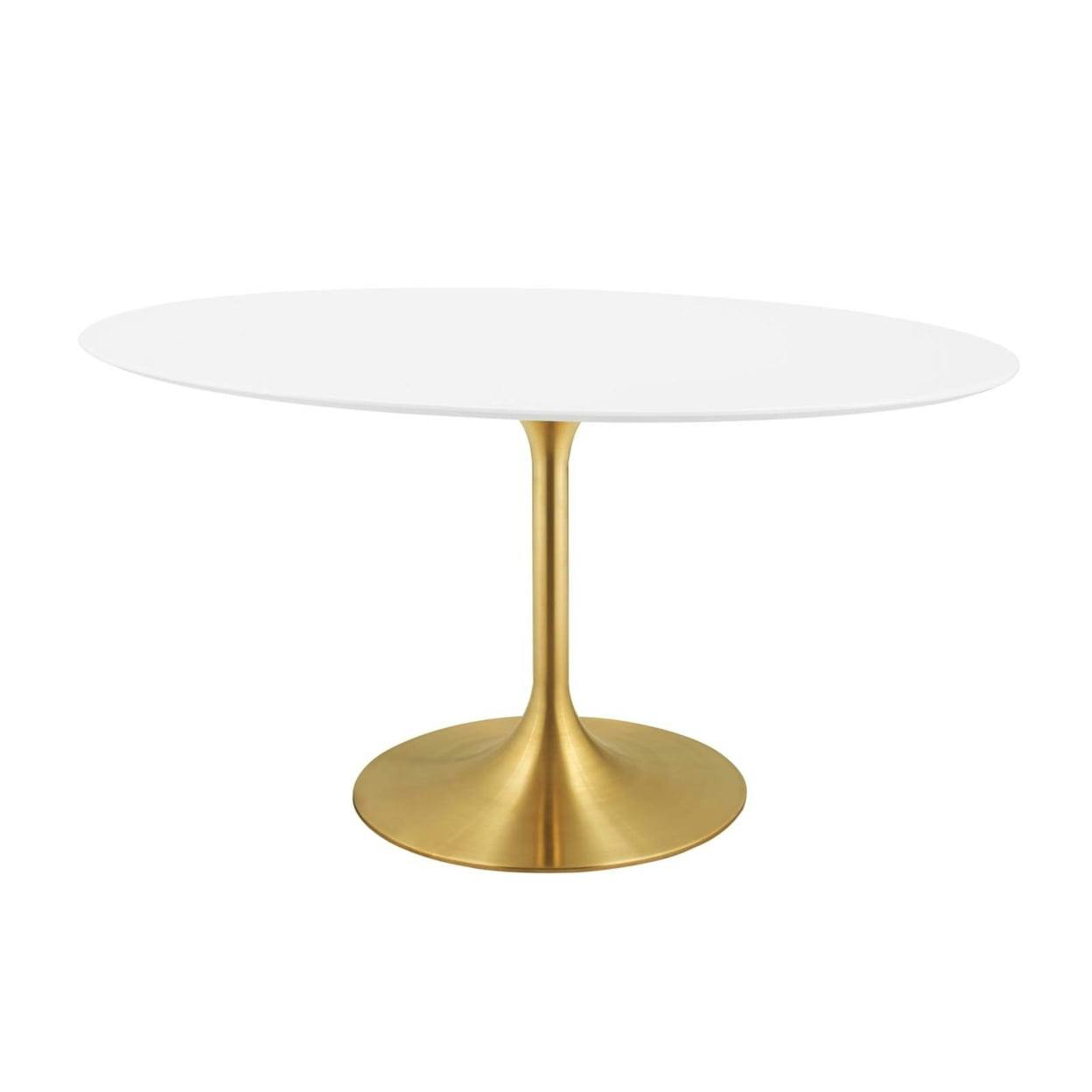 Modern Elegance 60" Oval White and Gold Dining Table