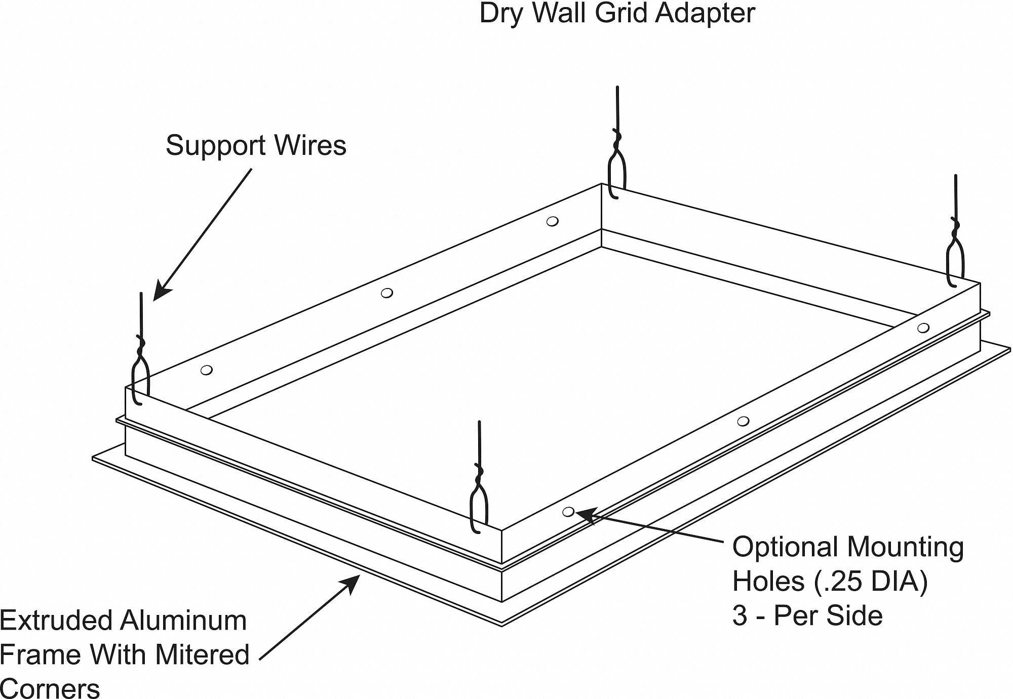 Acrylic White Drywall Grid Adapter Kit for 2x2 ft Troffer