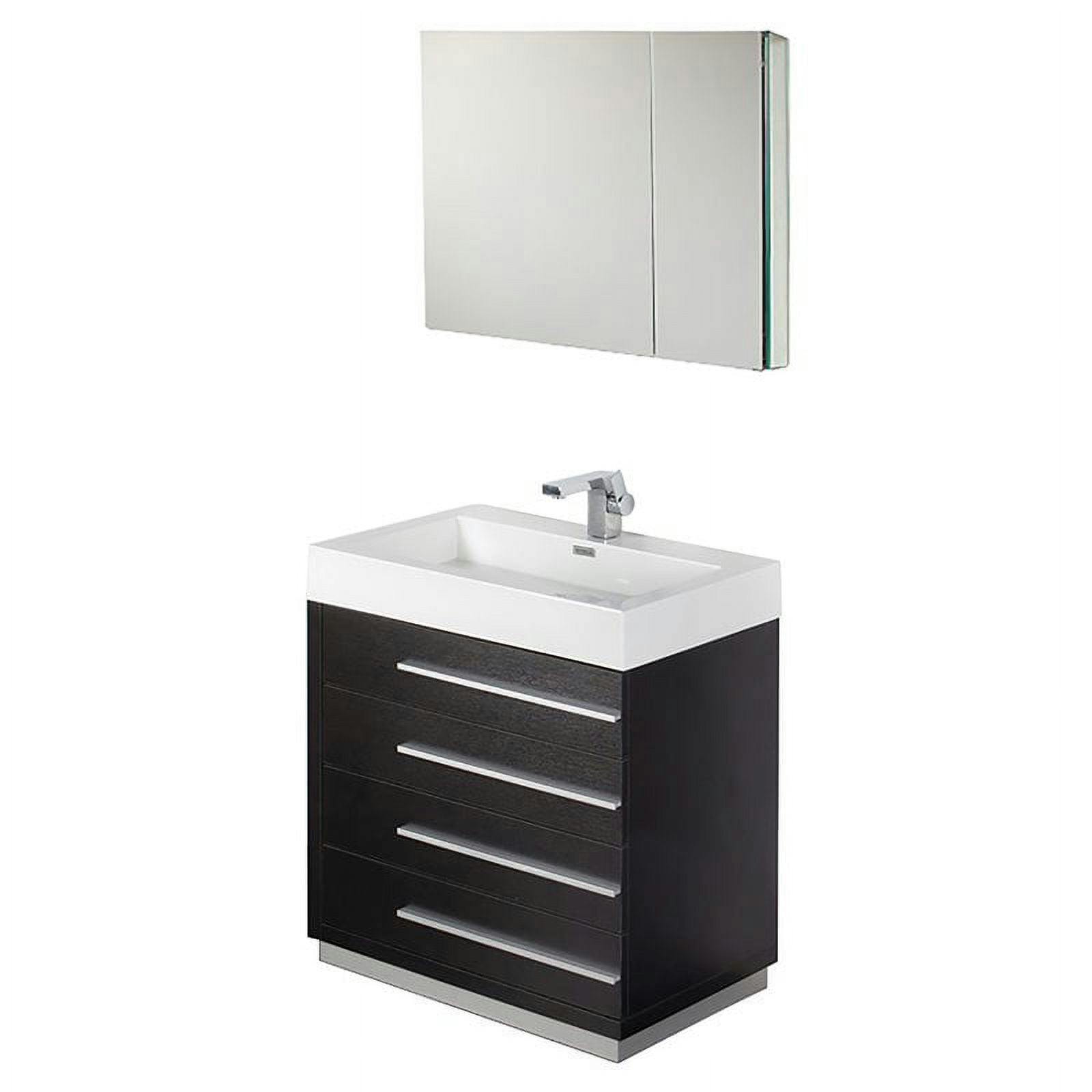 Livello 30" Modern Black MDF Bathroom Vanity with Acrylic Sink