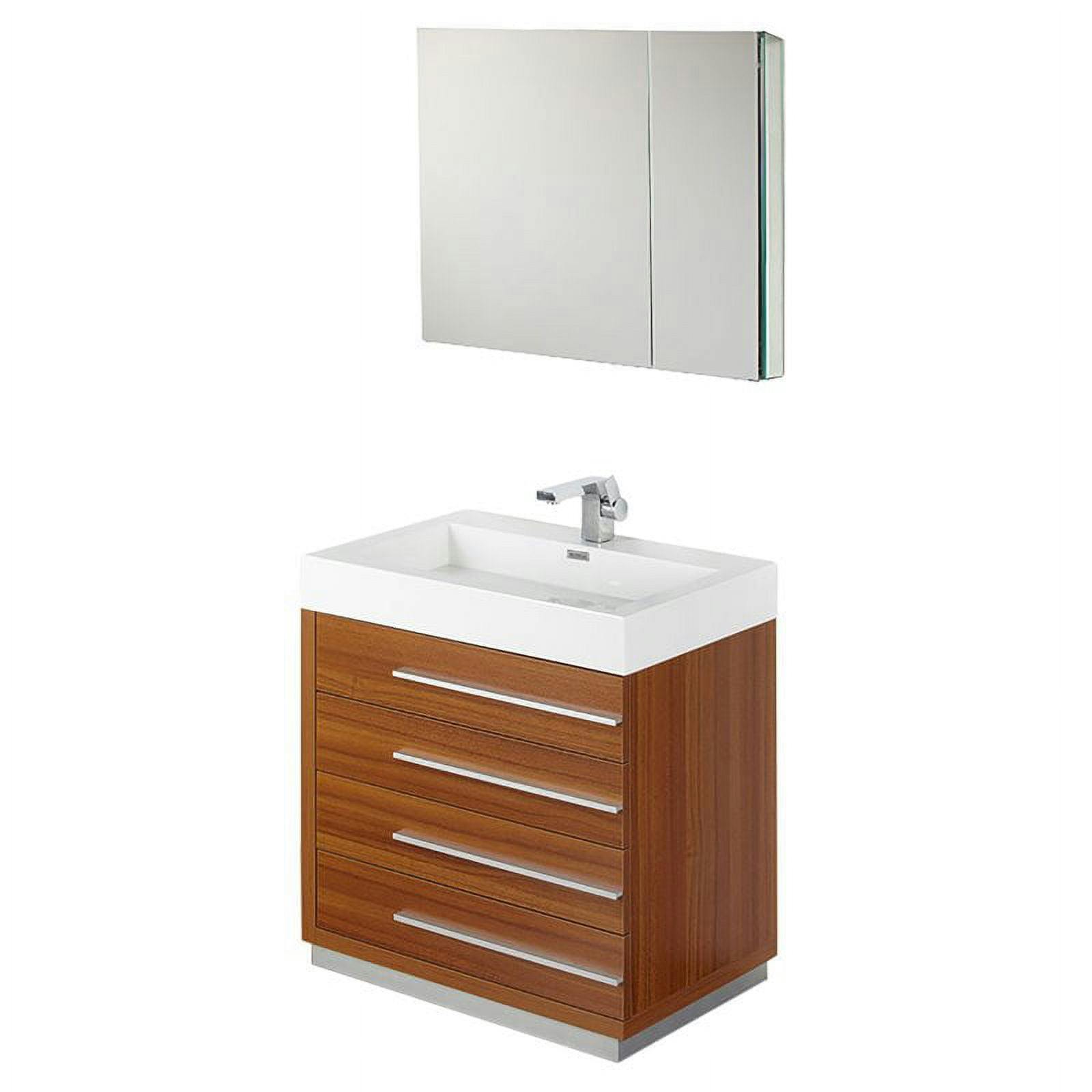 Livello 30" Modern Teak Bathroom Vanity Set with Medicine Cabinet