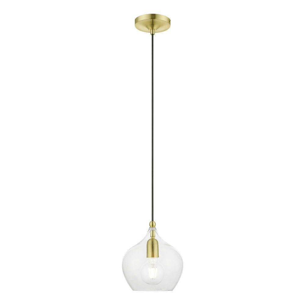 Elegant Mini Pendant Light with Clear Glass and Dual Brass Finish
