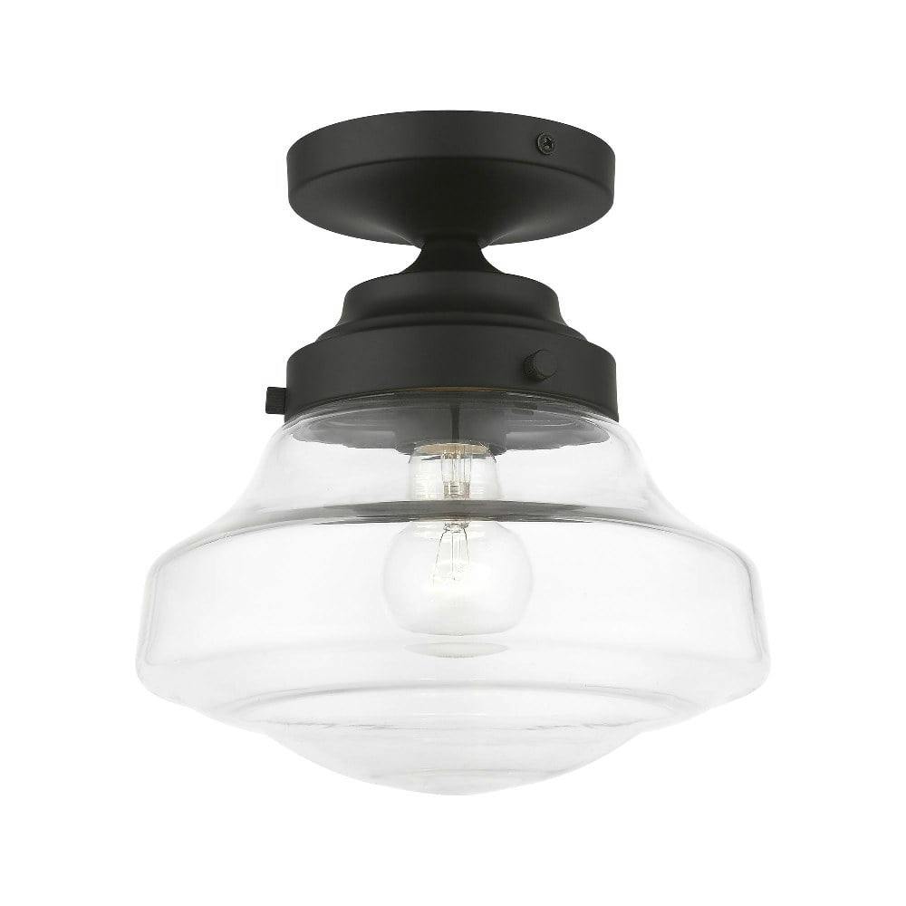 Avondale Black and Clear Glass Nautical Semi-Flush Mount Light