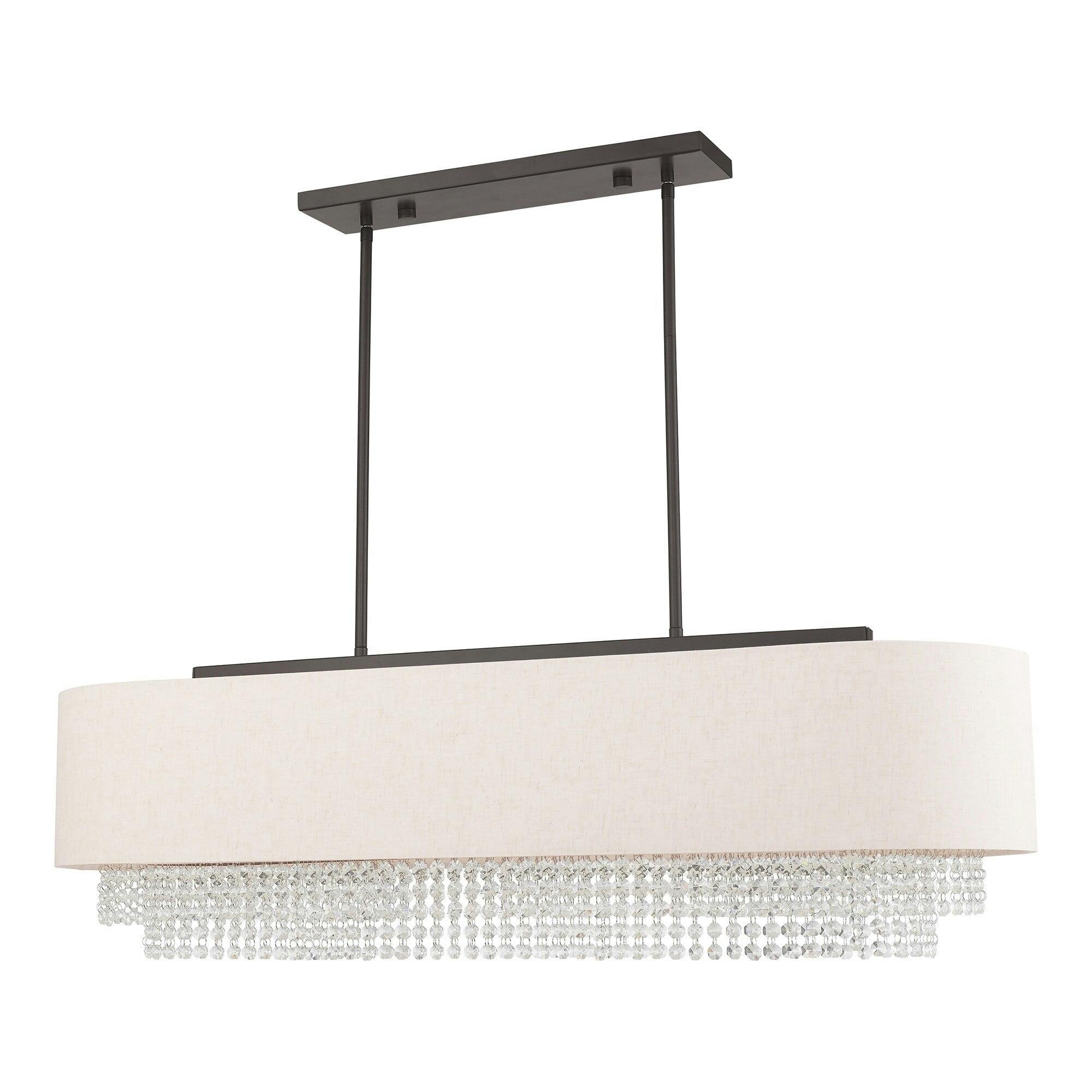 Carlisle English Bronze 5-Light Linear Chandelier with Clear Crystal Accents