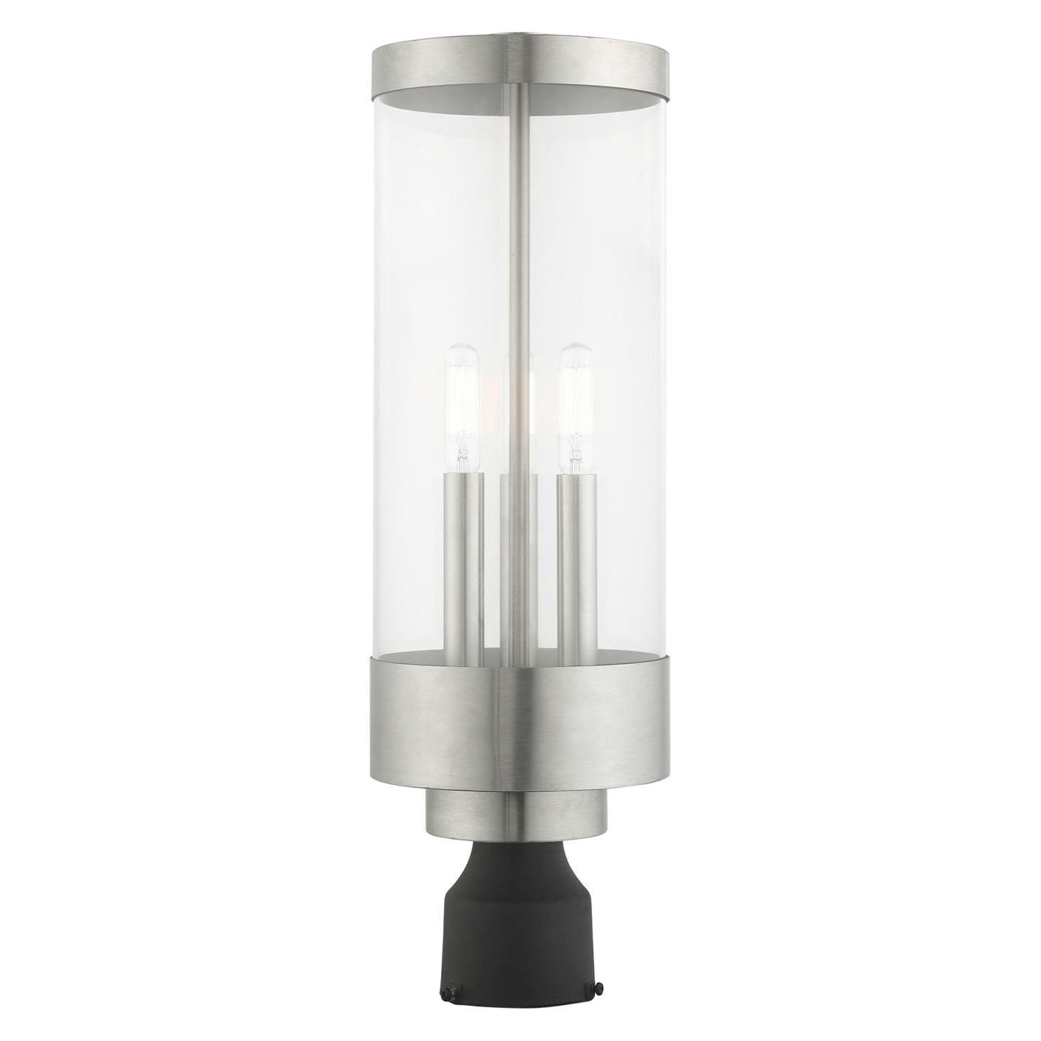 Hillcrest Elegance 3-Light Brushed Nickel Outdoor Post Lantern