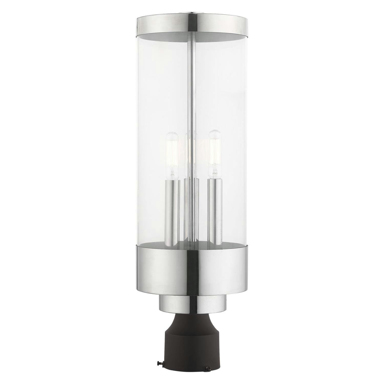 Hillcrest Elegance 3-Light Polished Chrome Outdoor Post Lantern