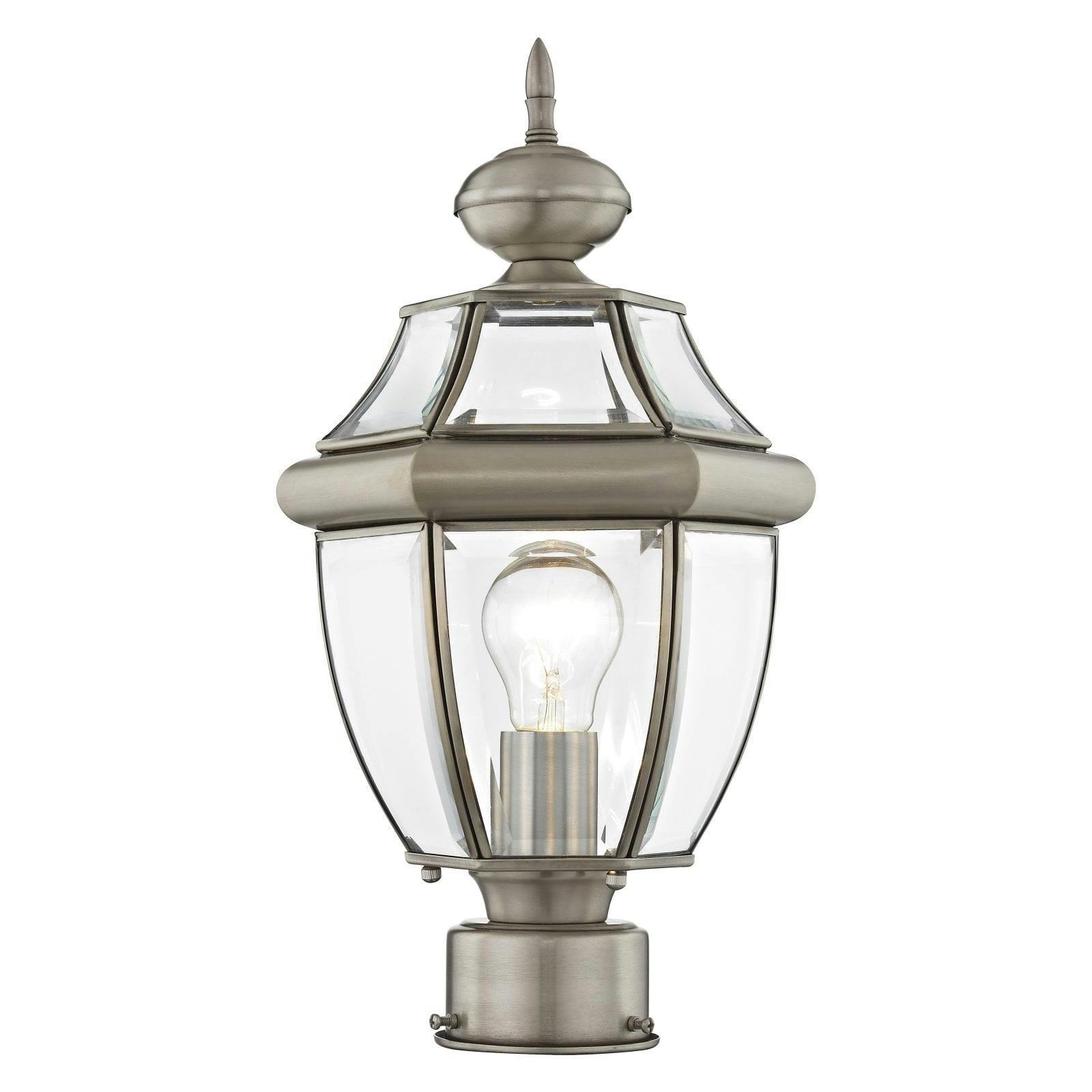Monterey Elegance Brushed Nickel Outdoor Post Light with Clear Beveled Glass