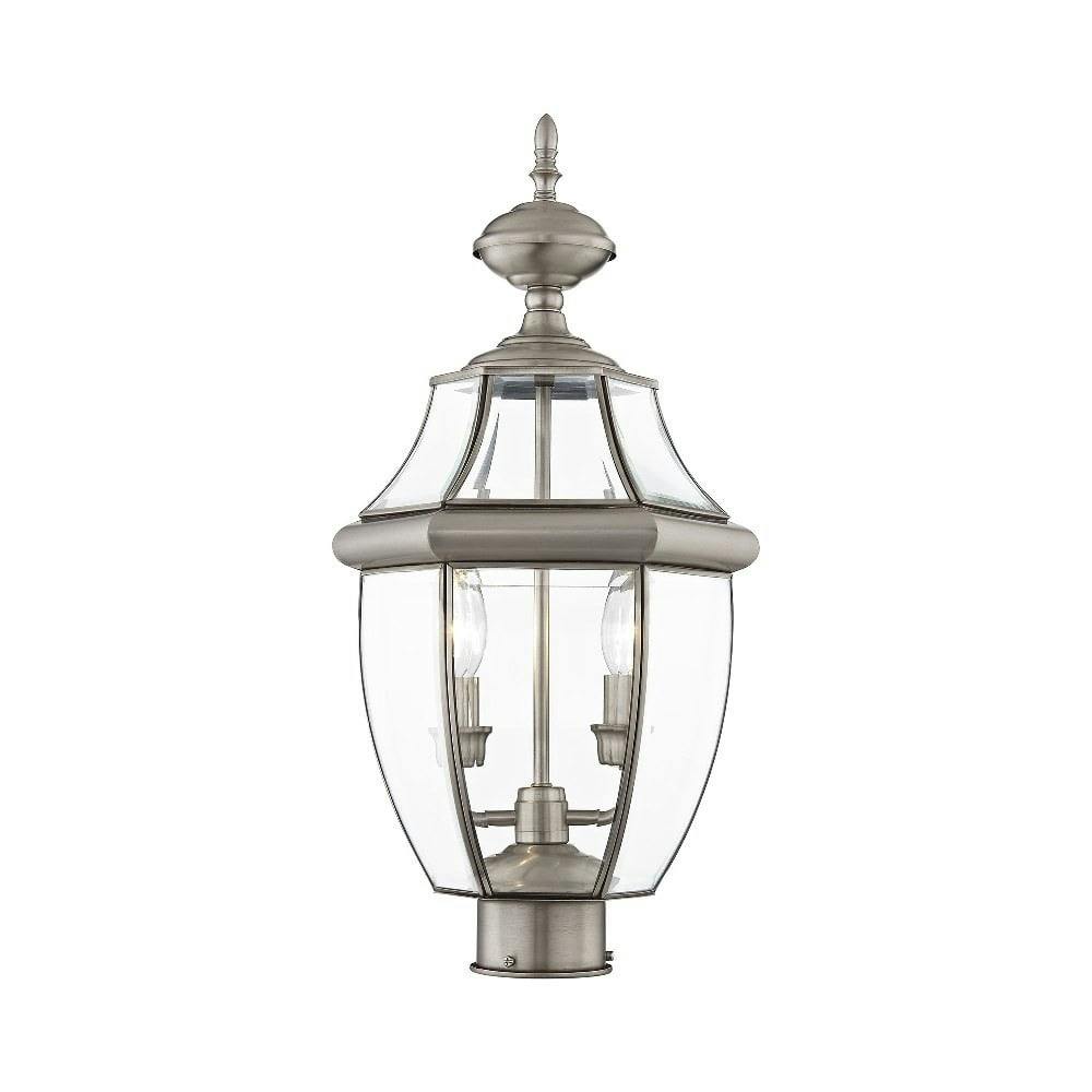 Monterey Colonial Style Brushed Nickel 2-Light Outdoor Lantern