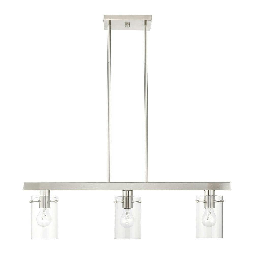 Munich Brushed Nickel 3-Light Linear Chandelier with Clear Glass