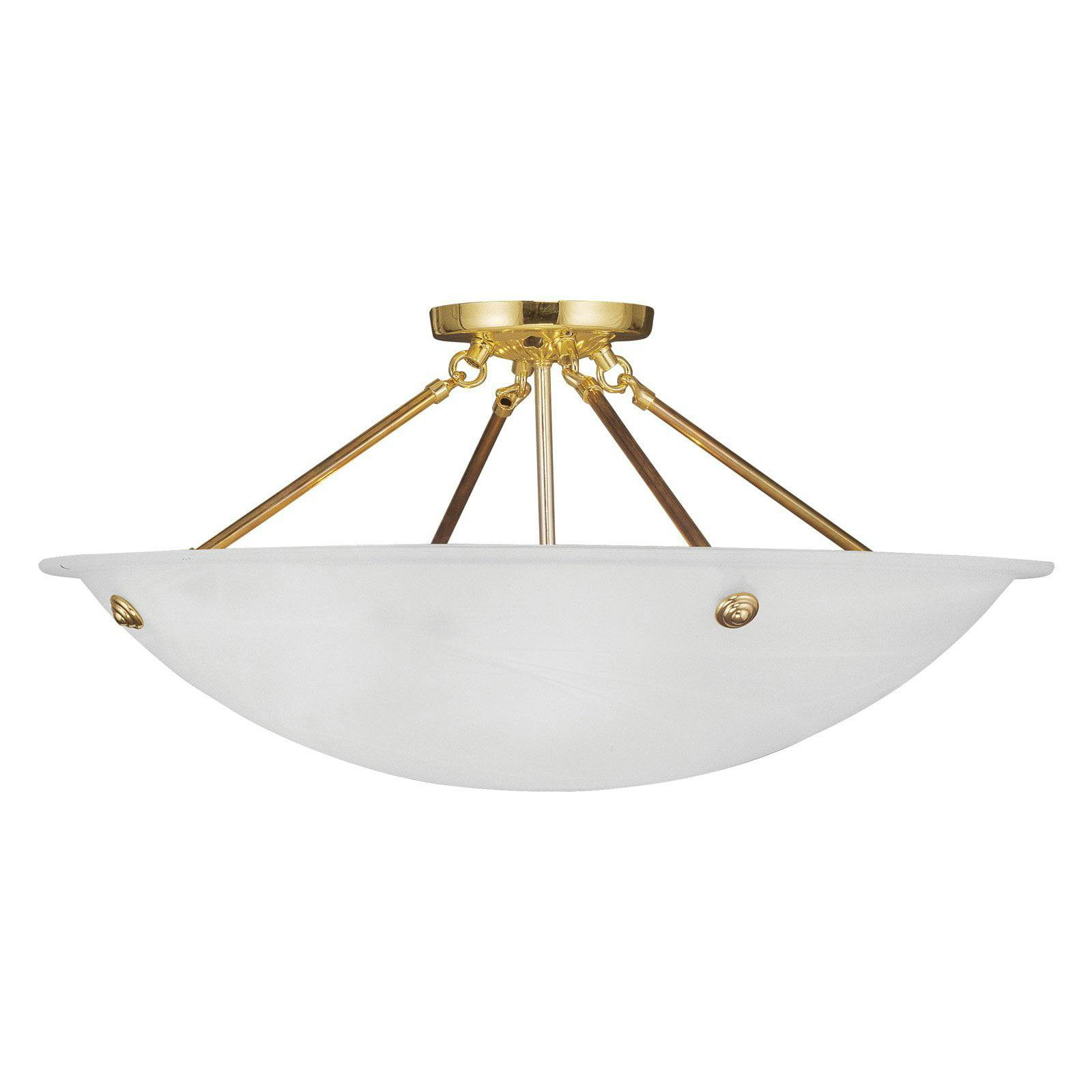 Oasis Polished Brass 4-Light Flush Mount with White Alabaster Glass
