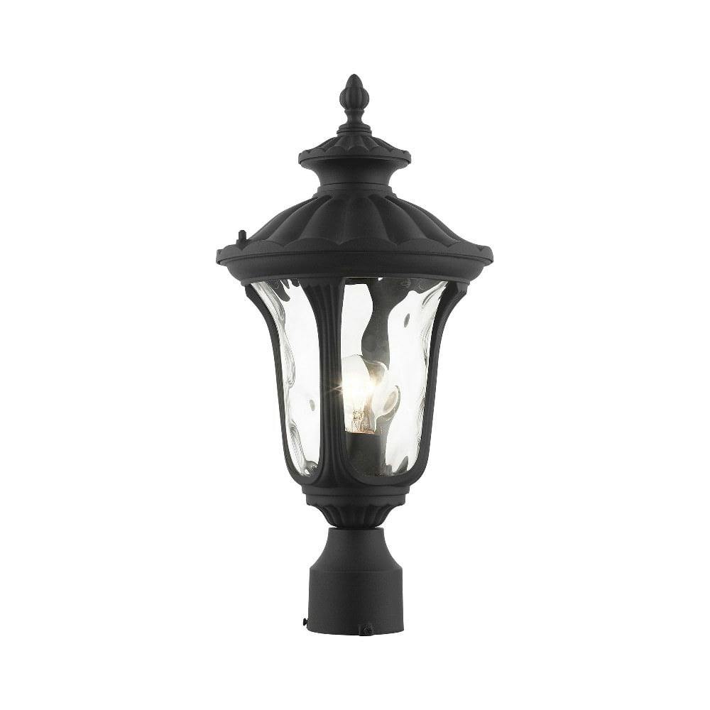 Oxford Traditional Textured Black Outdoor Post Lantern with Clear Water Glass