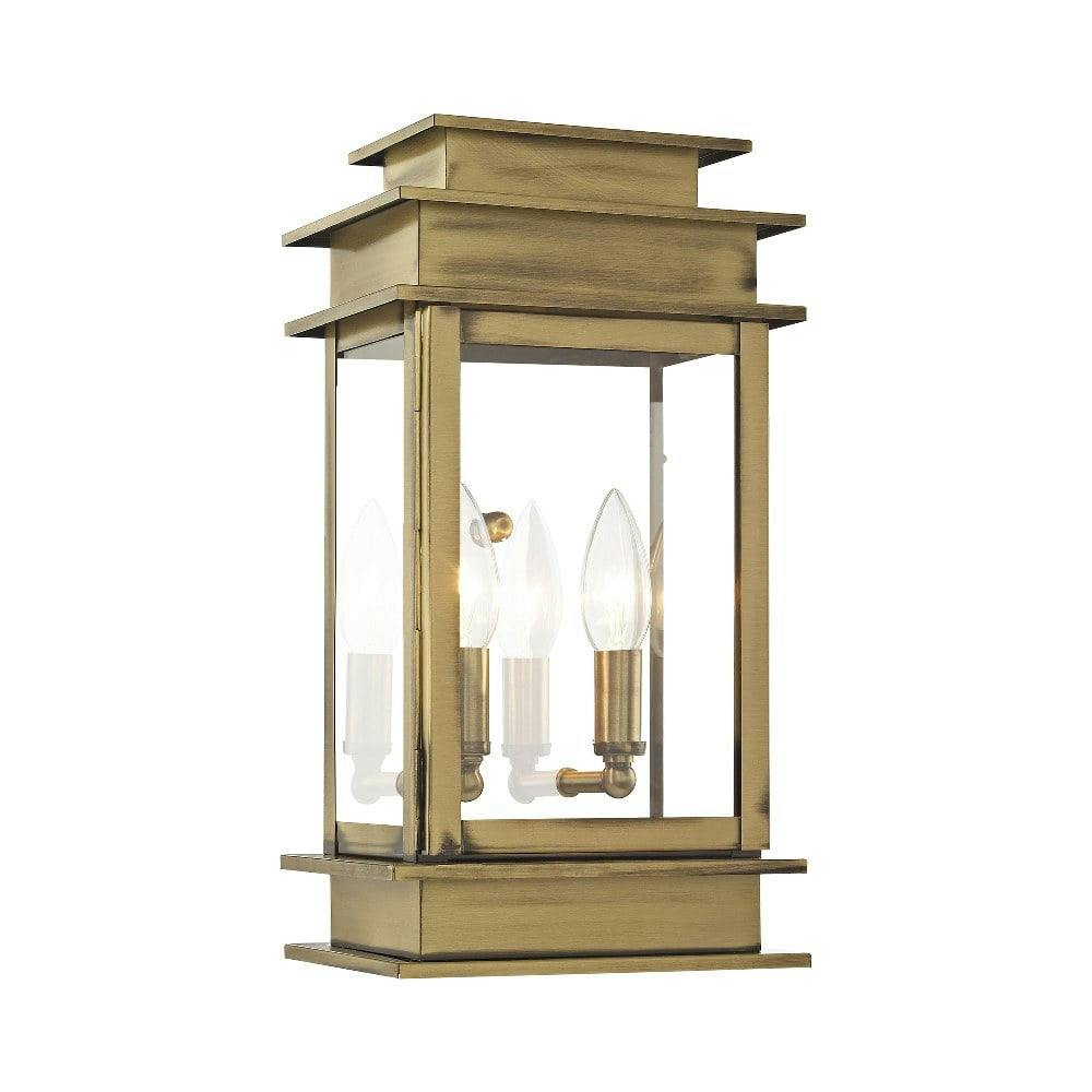 Princeton Antique Brass 2-Light Outdoor Wall Lantern with Clear Glass