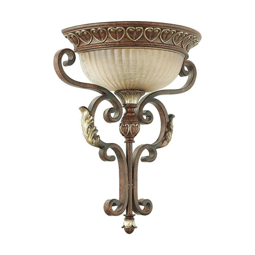 Villa Verona Bronze and Aged Gold Leaf 1-Light Wall Sconce