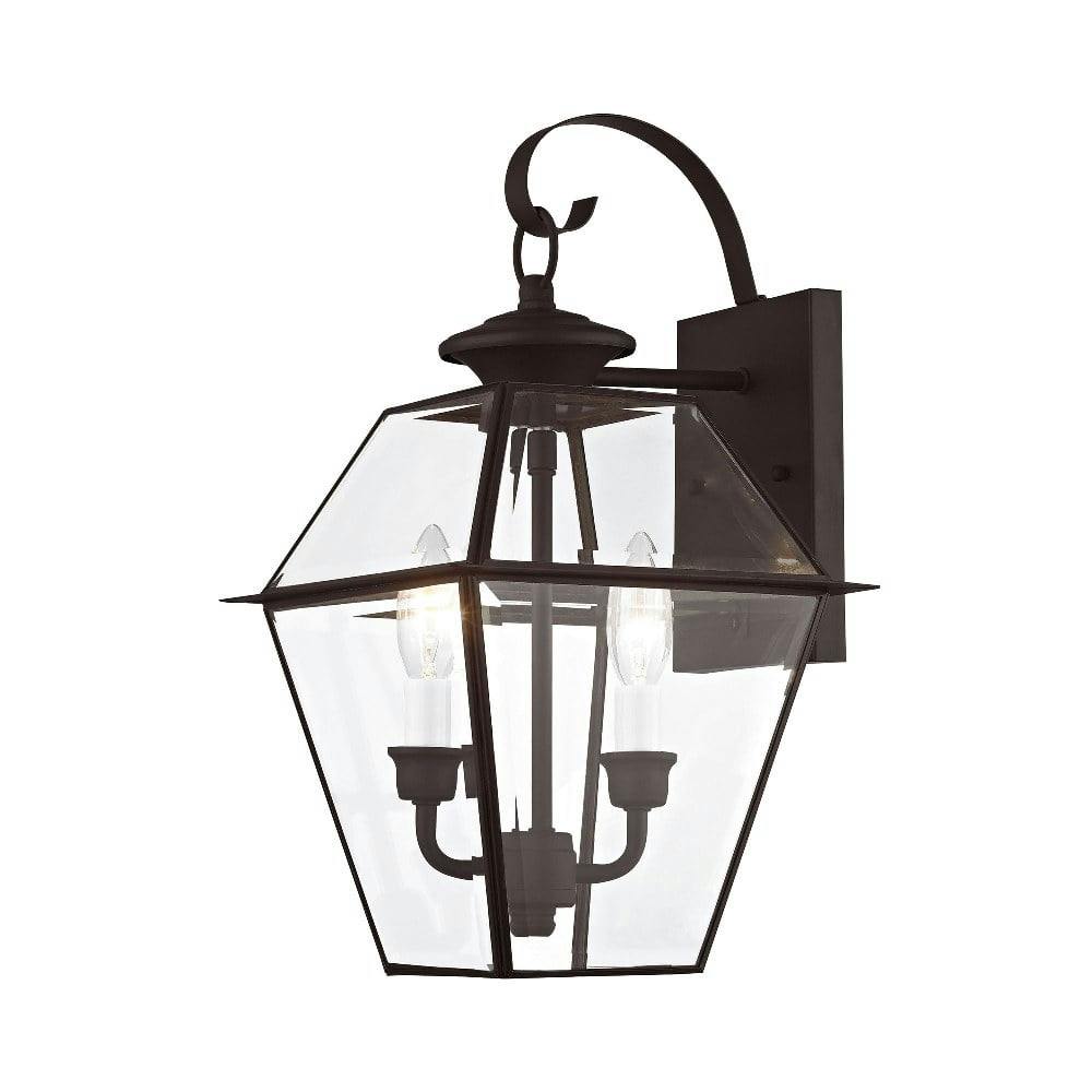 Charleston Elegance Bronze Outdoor Wall Lantern with Clear Beveled Glass