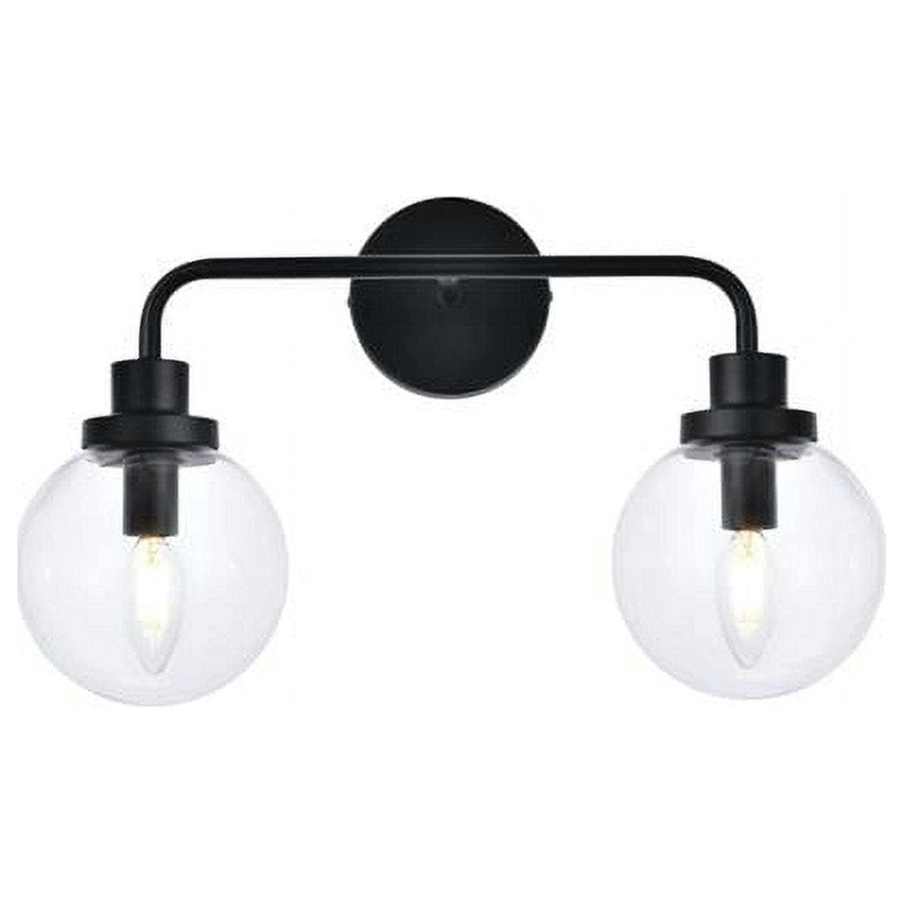 Elegant Black Metal and Glass 2-Light Dimmable Bath Sconce