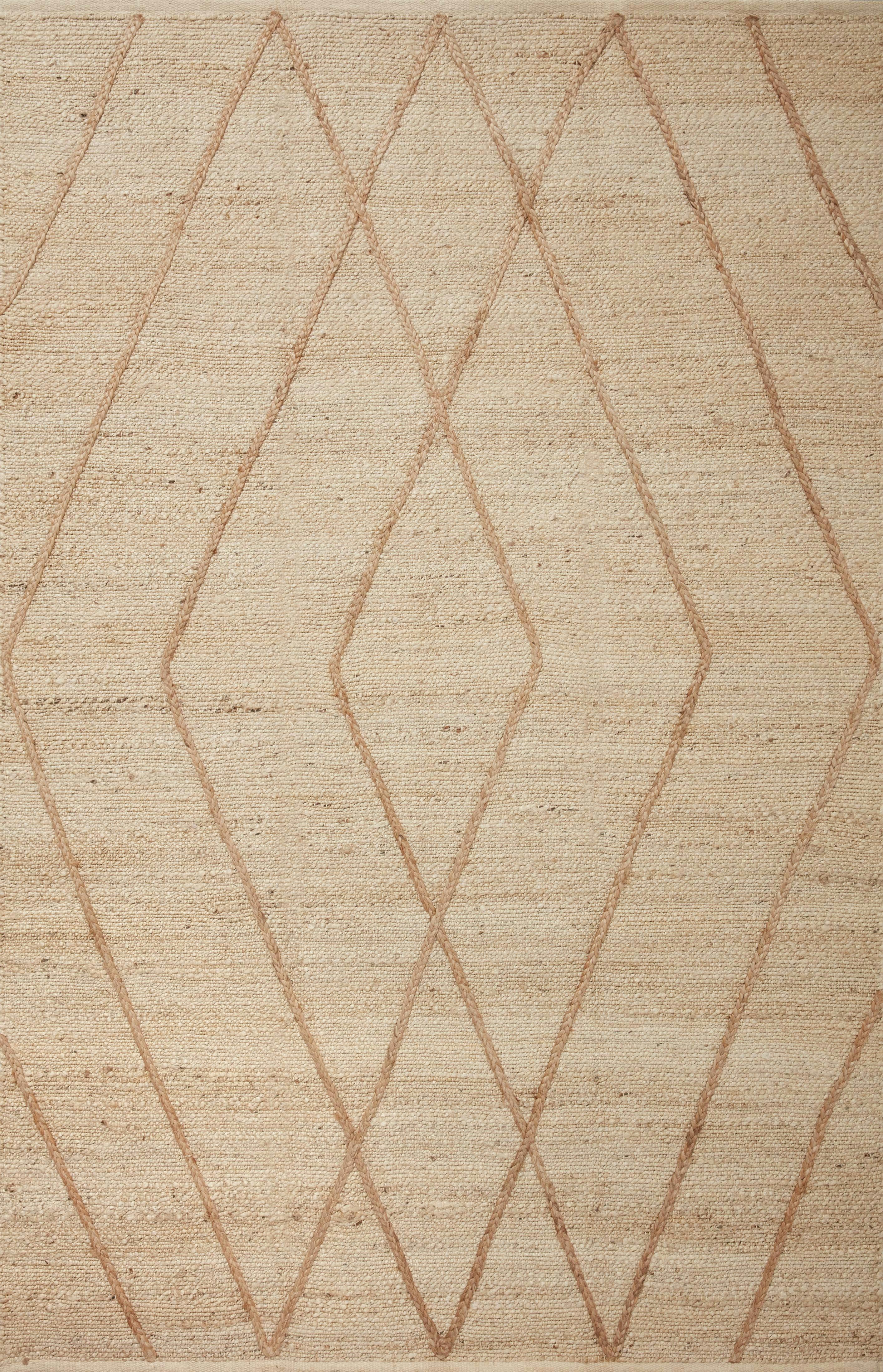 Ivory Geometric Braided Handwoven Jute Area Rug 5' x 7'