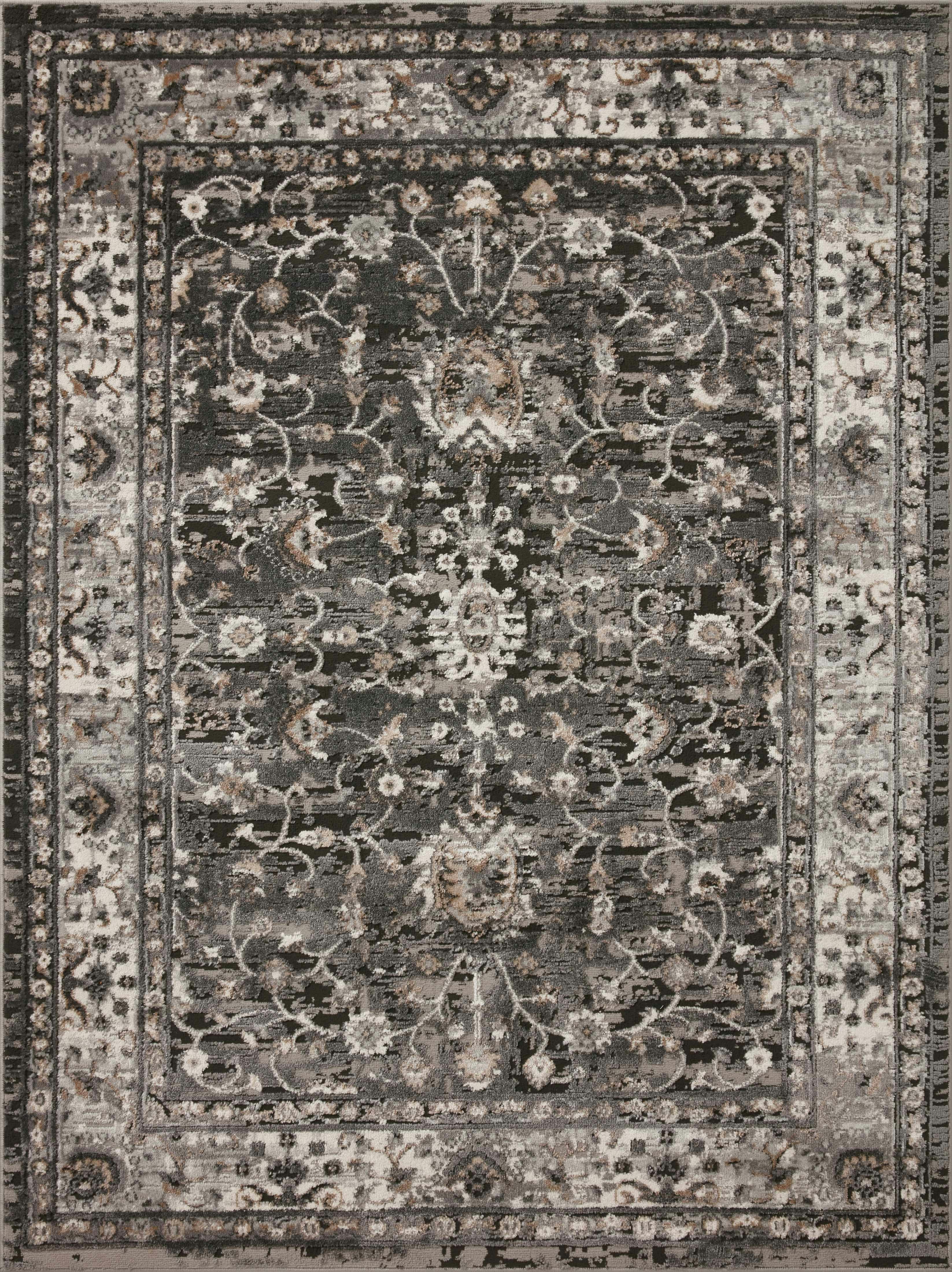 Estelle Charcoal Grey 7'-10" x 10'-2" Oriental Wool-Blend Area Rug