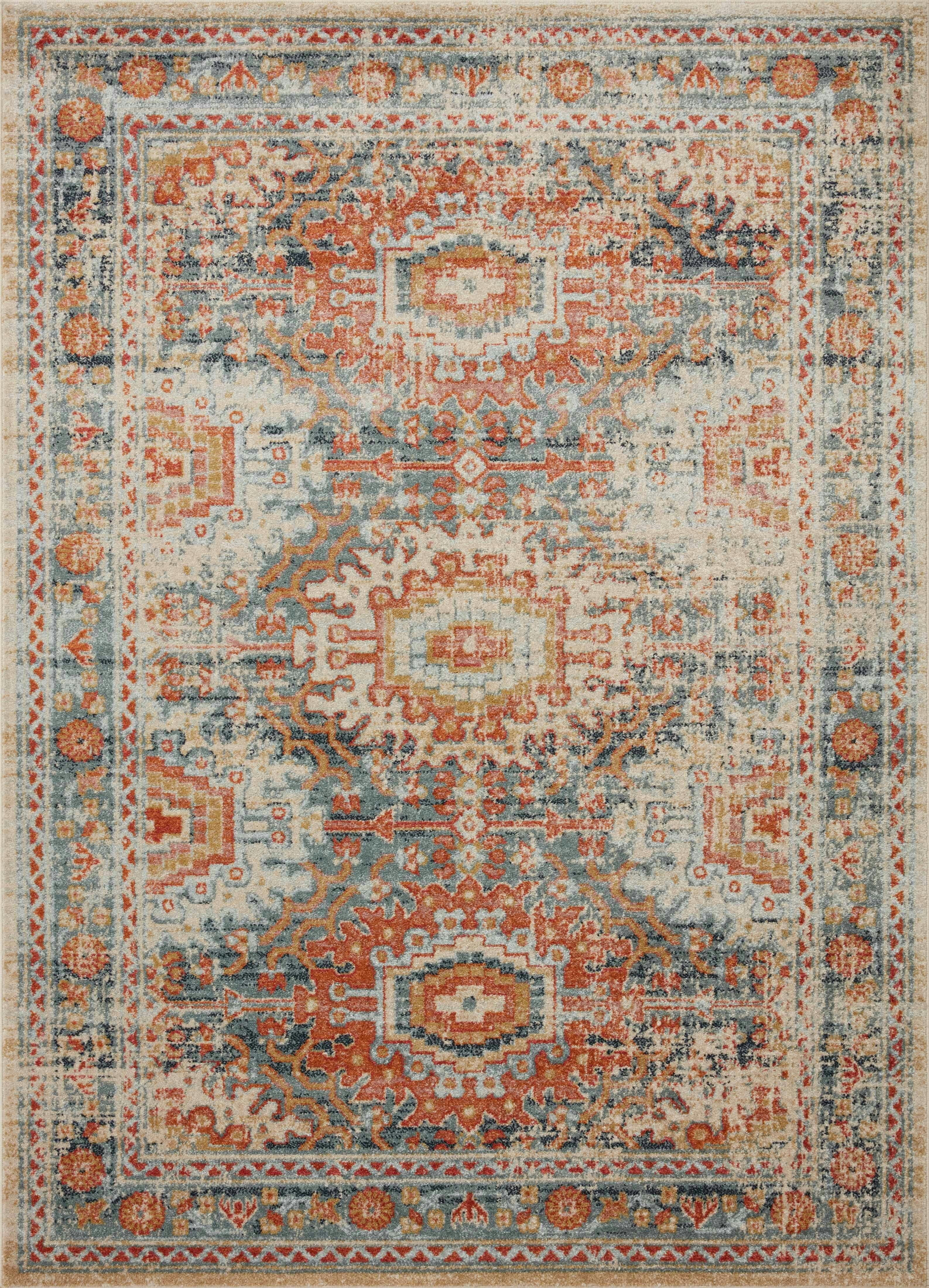 Reversible Oriental Blue Synthetic 27" x 48" Stain-Resistant Rug