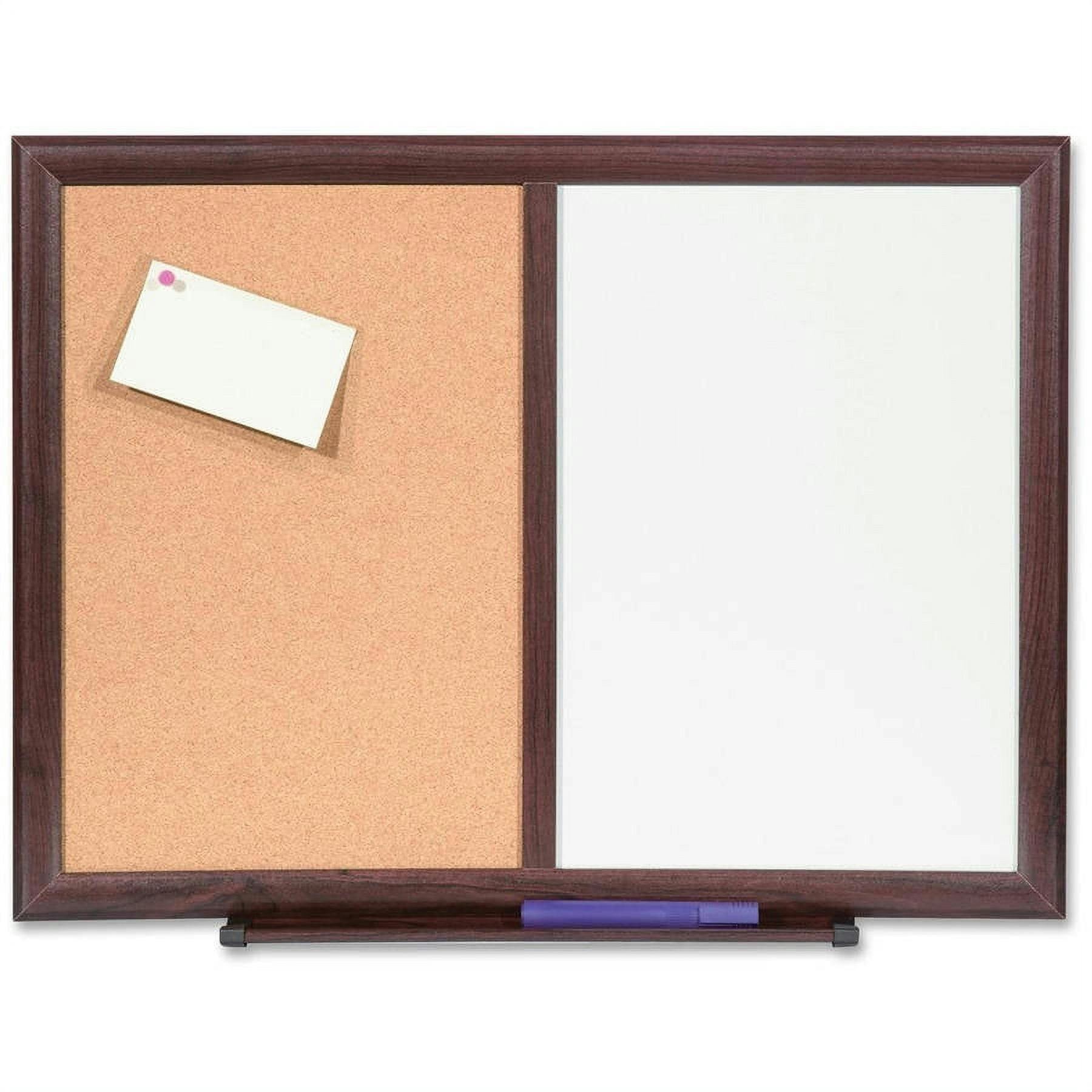 Elegant Mahogany 24" x 18" Dry-Erase Cork Bulletin Combo Board