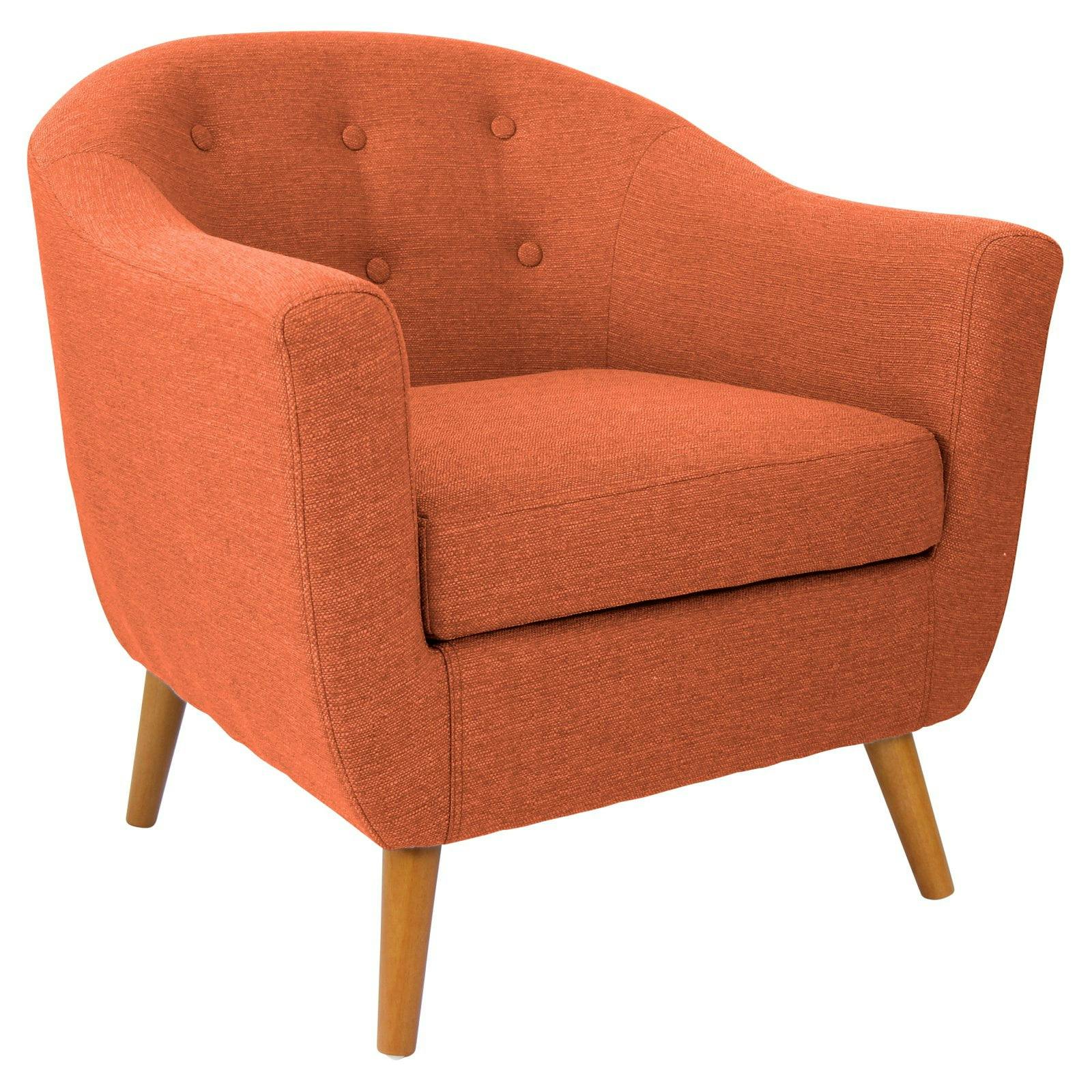 Scandinavian Orange Wood Accent Arm Chair, 30"W x 31"H