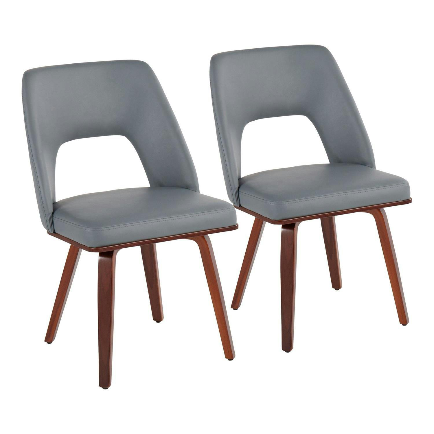 Triad Walnut Bamboo and Grey Faux Leather Dining Chairs, Set of 2