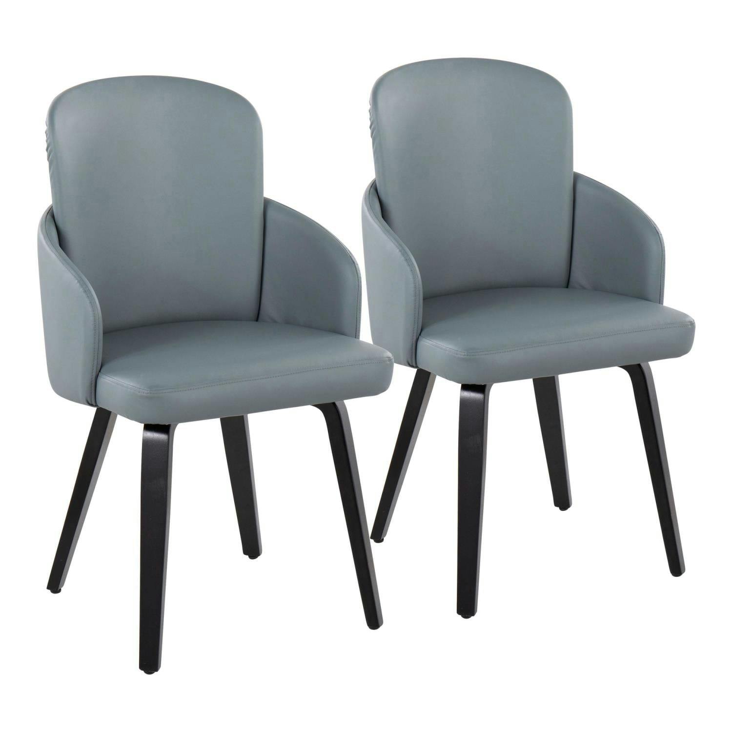 Elegant Dahlia Dark Gray Faux Leather Upholstered Side Chair with Black Wood and Chrome Accents