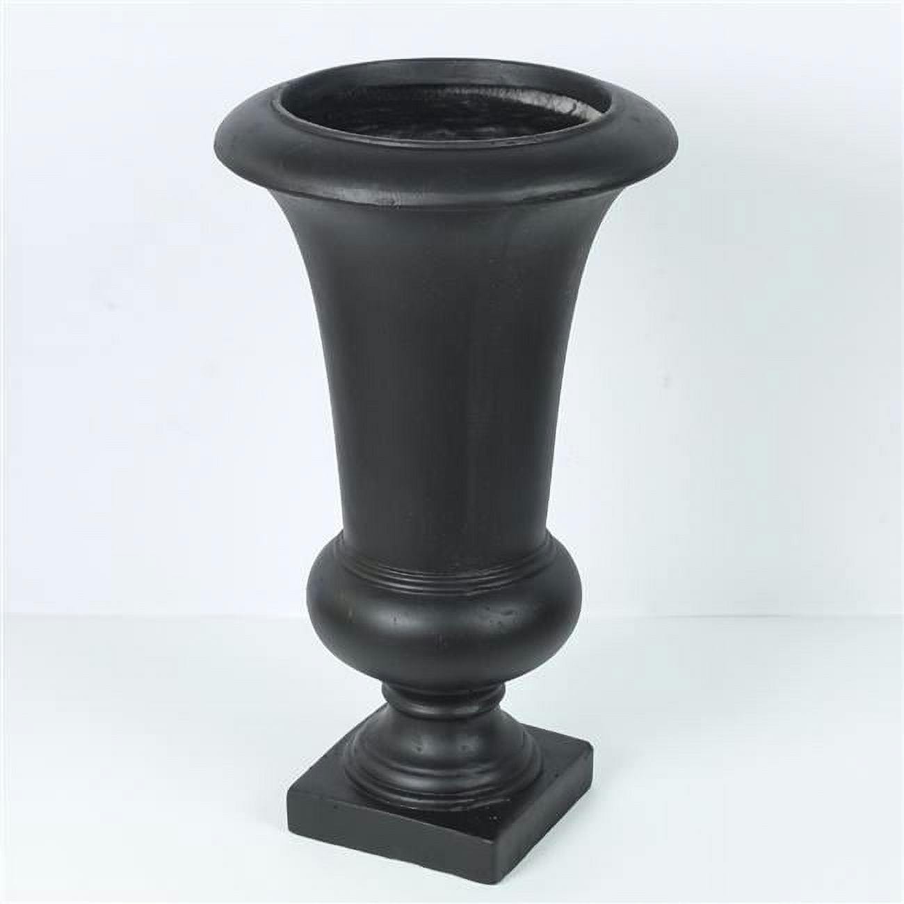 Traditional Stone Finish Fiberclay 22" Round Urn Planter - Black