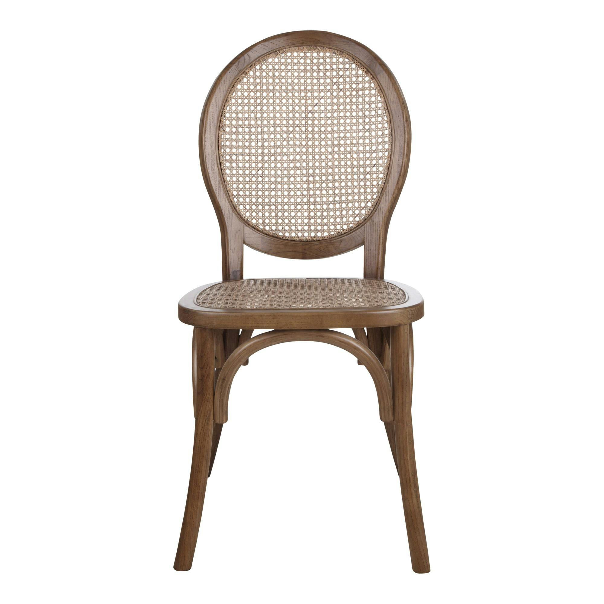 Nante Brown Rattan Elm Wood Dining Chair (Set of 2)