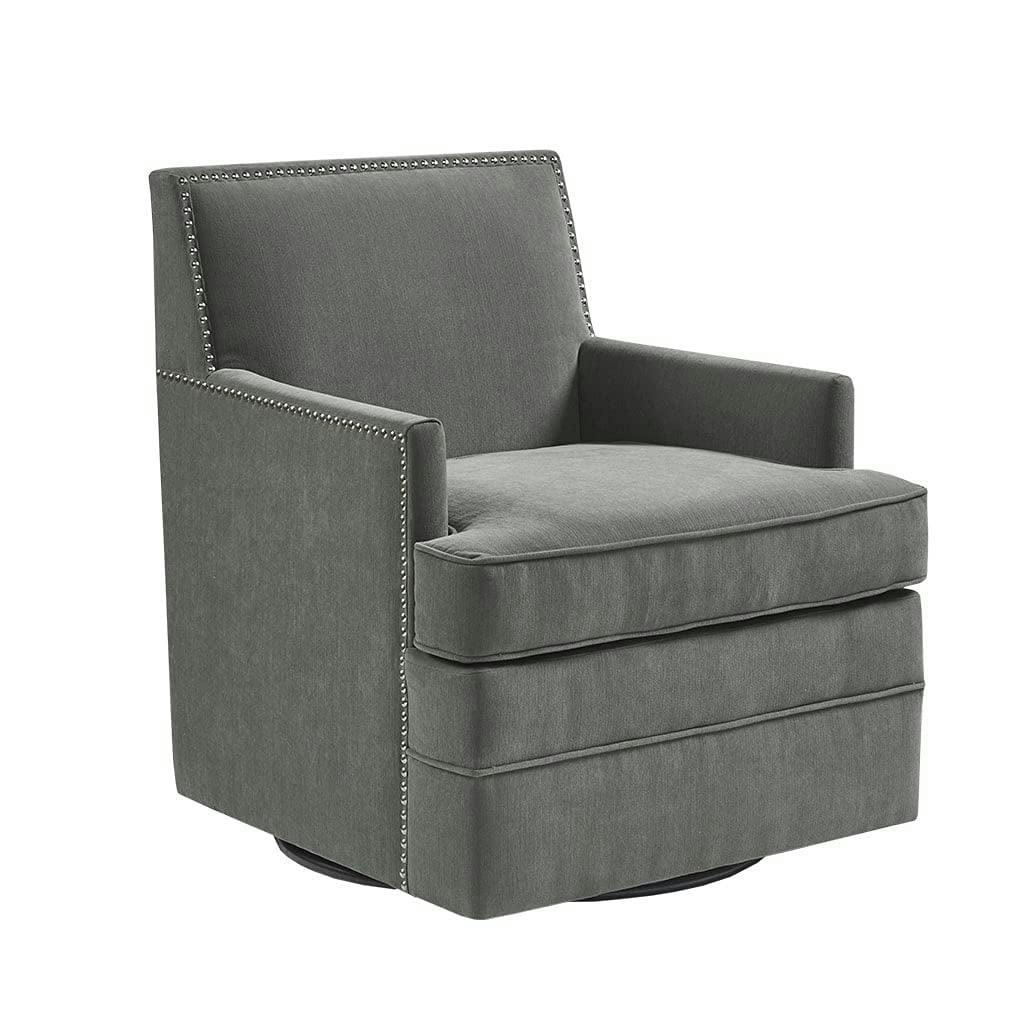 Elegant Gray 29" Swivel Accent Chair with Microfiber Upholstery