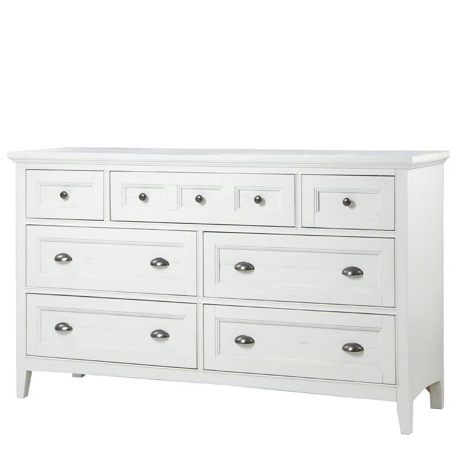 Cottage Charm Soft White 7-Drawer Transitional Dresser