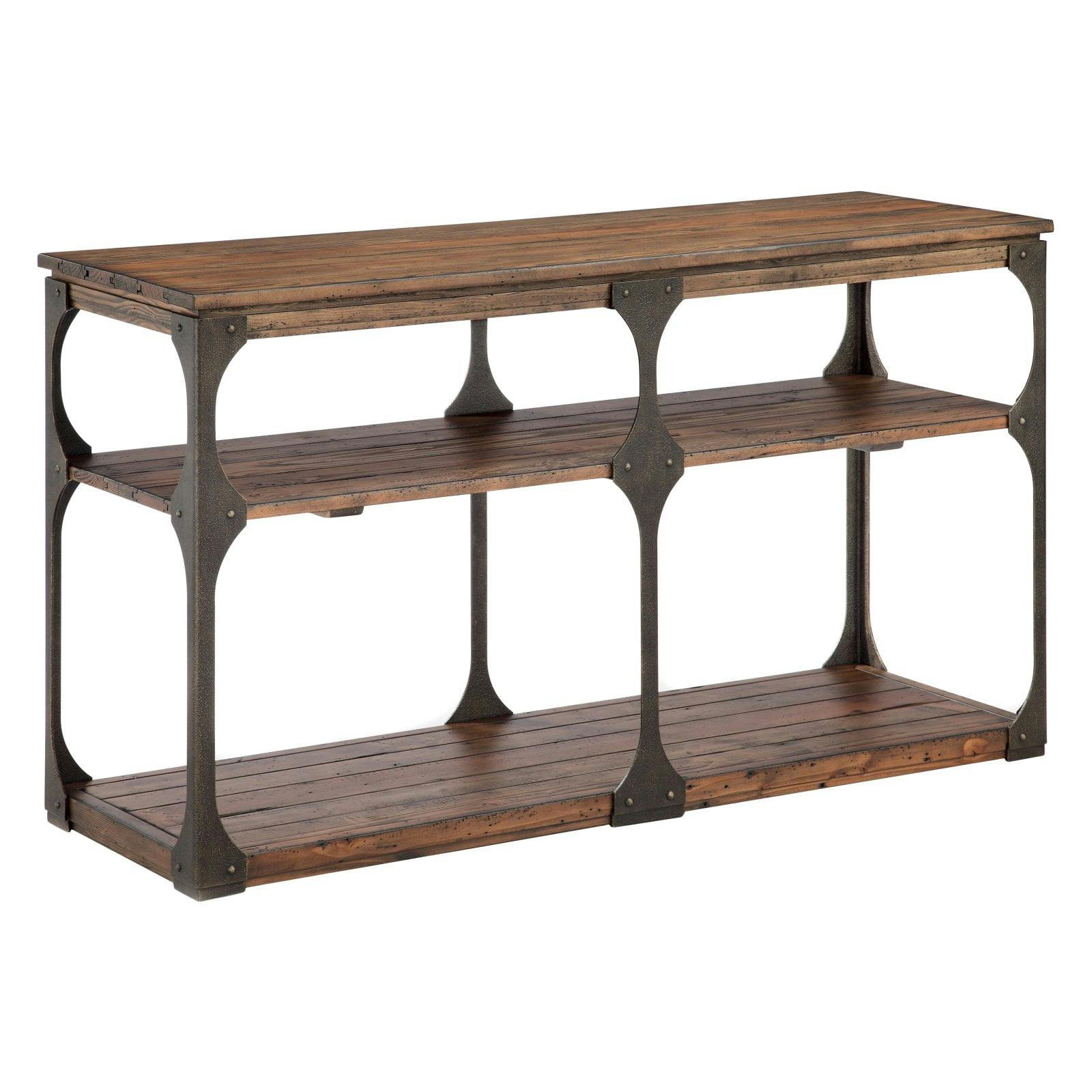 Bourbon Aged Iron 50" Industrial Console Table with Storage
