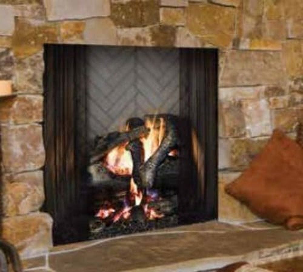 Classic 36" Black Wood Burning Built-In Chimenea with Herringbone Design