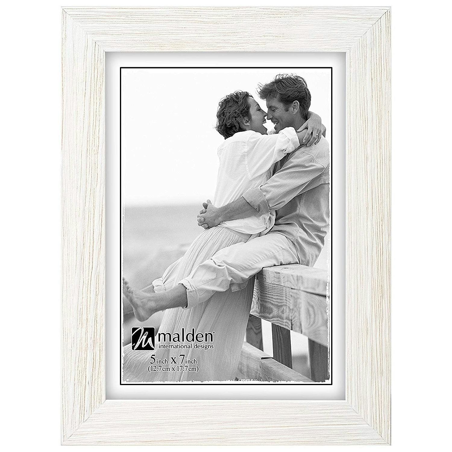 Classic 5x7 White Wash Wood Picture Frame for Tabletop or Wall