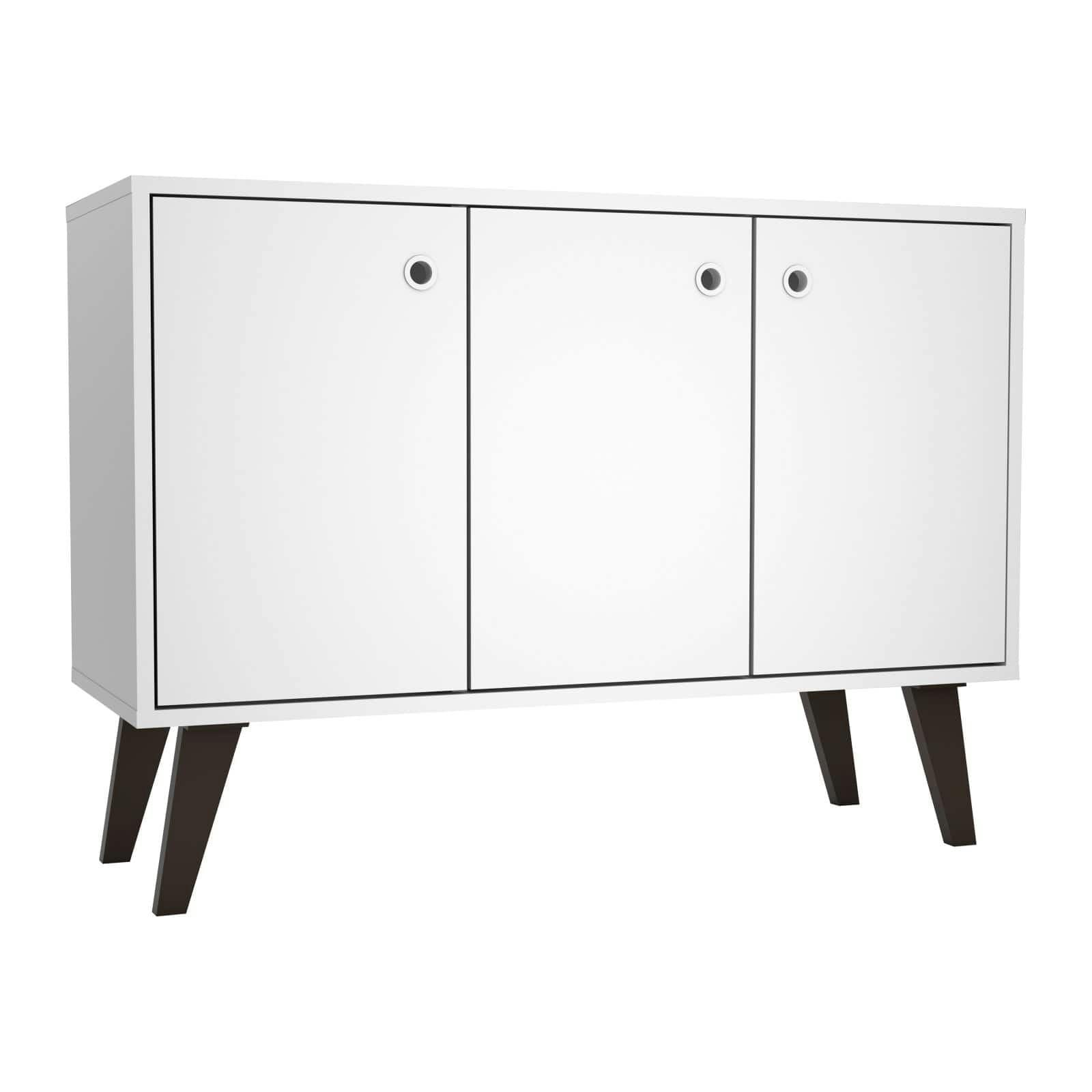 Bromma Modern White Engineered Wood Sideboard with Splayed Legs
