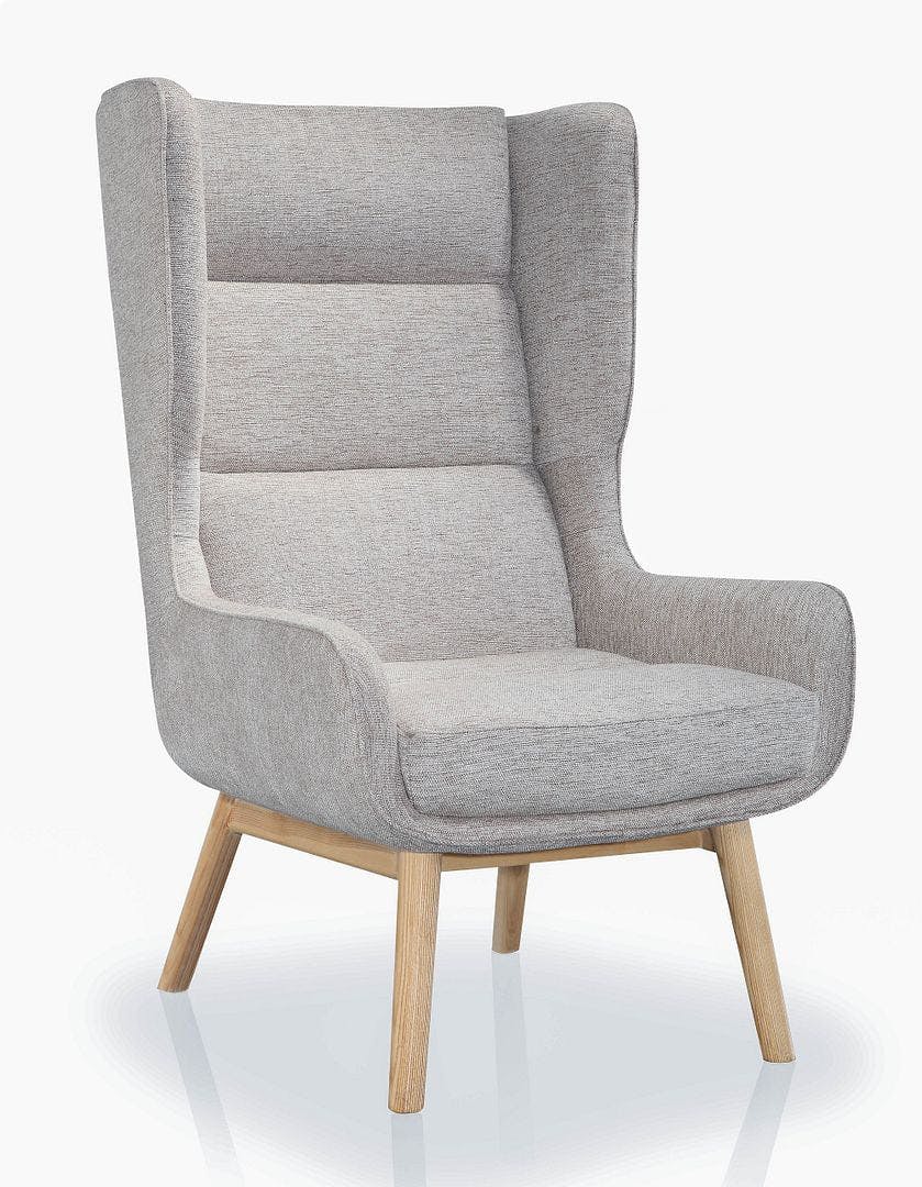 Sampson Wheat Twill and Ash Wood Modern Accent Chair