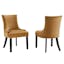 Cognac Hourglass Velvet & Wood Dining Side Chair