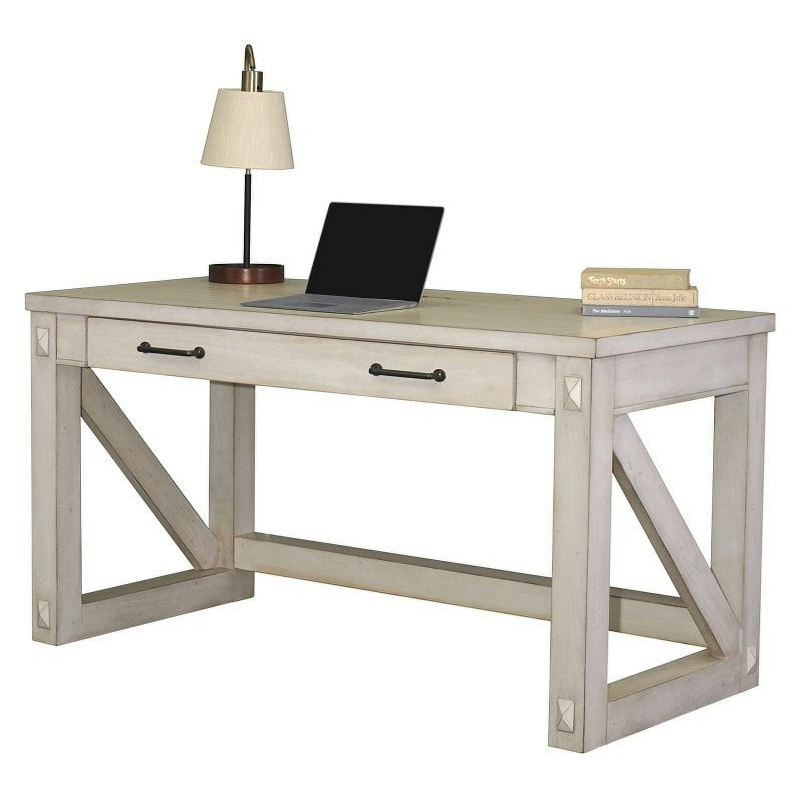 Avondale French Country White Home Office Desk with Drawer and Power Outlets