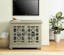 Parisian Antique Market Inspired 38" TV Stand with Trellis Glass Doors, Antique Silver