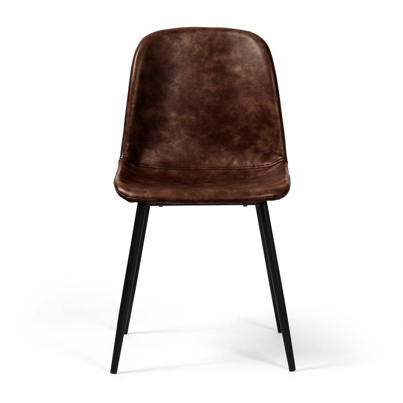 Tobacco Faux Leather Upholstered Side Chair with Metal Frame