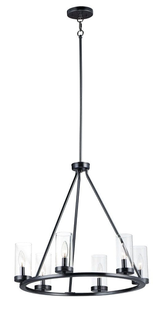 Sentinel Classic Black Taper Candle Chandelier 24" Wide